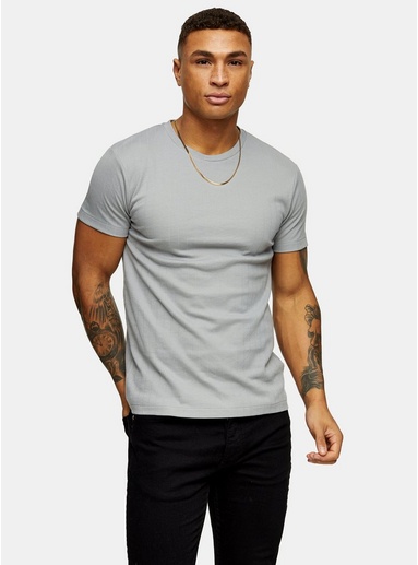 Mens Grey Ribbed T-Shirt
