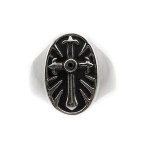 Mens Icon Brand Silver Plated Rebel Heritage Onyx Cross Ring Size Large loving the sales