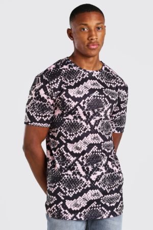 Mens Navy Muscle Fit Man Signature Snake Print T-Shirt loving the sales