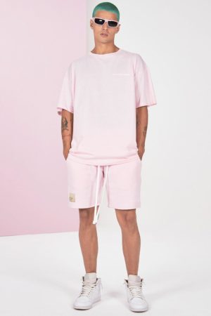 Mens Pink Pigment Dye Tee And Short Set loving the sales