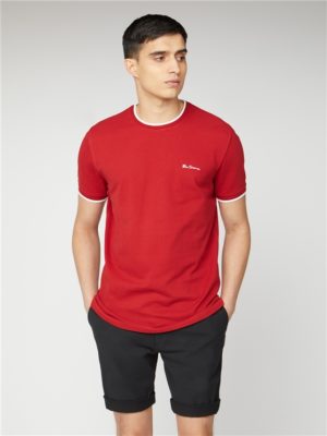 Men's Red Pique T-Shirt | Tipped Tee | Ben Sherman Est 1963 - Xs loving the sales