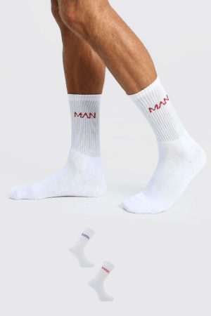 Mens White 2 Pack Man Dash Logo Sport Socks loving the sales