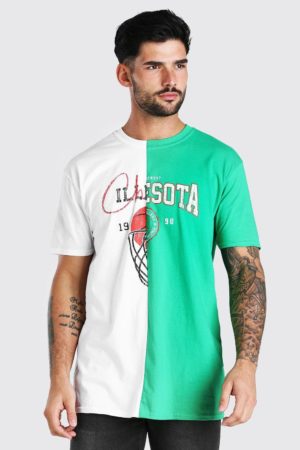 Mens White Chicago Basketball Minnesota Spliced T-Shirt loving the sales