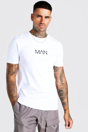 Mens White Original Man Print T-Shirt In Muscle Fit loving the sales