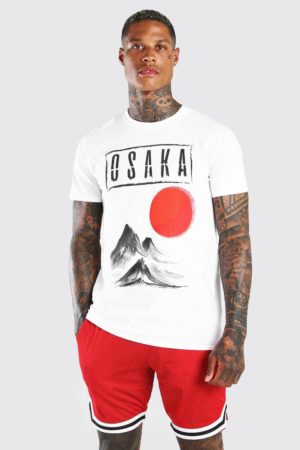 Mens White Osaka Japan Print T-Shirt loving the sales