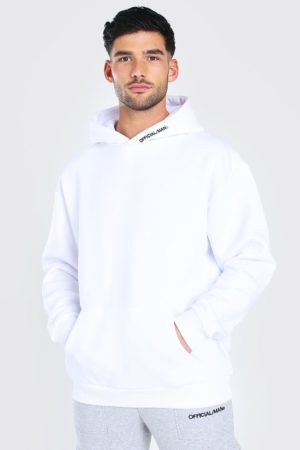 Mens White Oversized Man Official Heavyweight Hoodie loving the sales