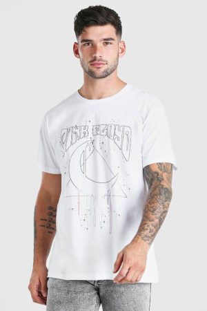 Mens White Oversized Pink Floyd Moon Print T-Shirt loving the sales
