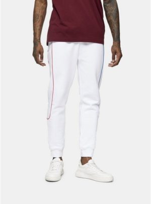 Mens White Piped Joggers