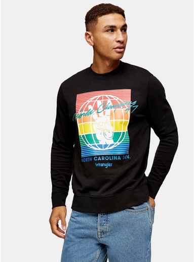 Mens Wrangler Black Rainbow Sweatshirt