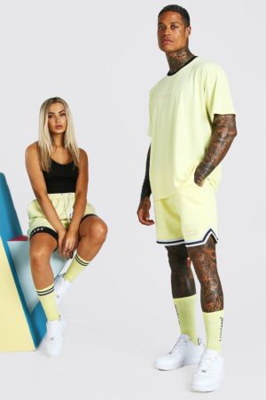 Mens Yellow Abode His Oversized Tee & Basketball Short Set loving the sales