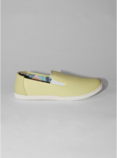 Mens Yellow Canvas Slip On Trainers