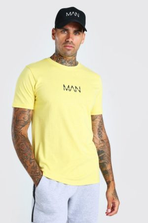 Mens Yellow Original Man Crew Neck T-Shirt loving the sales