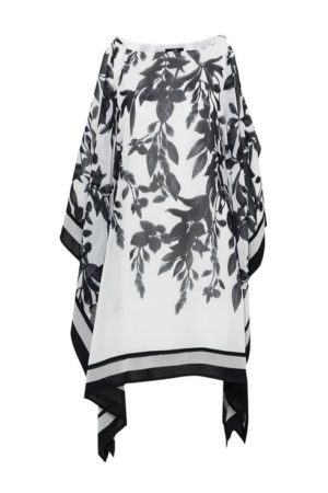 Monochrome Floral Print Kaftan Dress