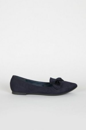 Navy Bow Detail Ballerina Shoe