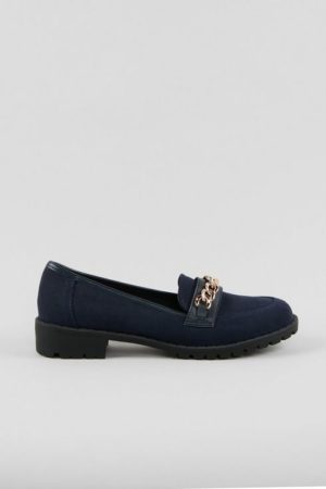 Navy Chain Detail Loafer