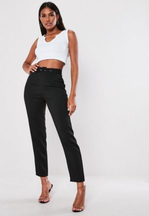 Petite Black Belted Cigarette Trousers loving the sales