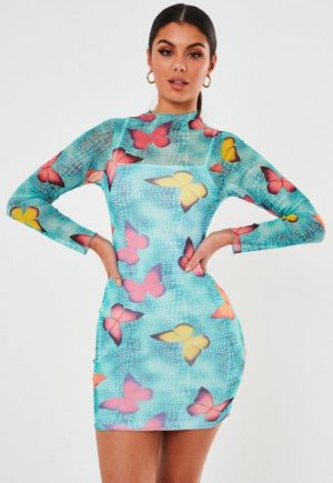 Petite Blue Butterfly Mesh Mini Dress loving the sales