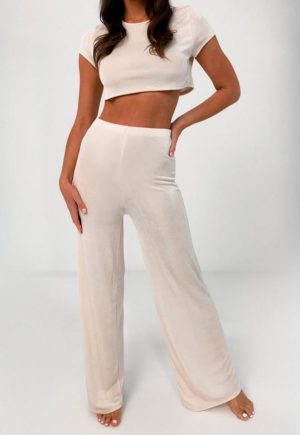 Petite Pink Crop Top And Wide Leg Trousers Loungewear loving the sales