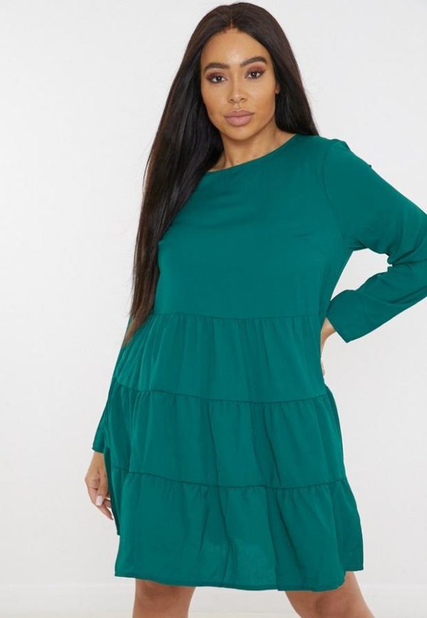 Plus Size Green Tiered Smock Dress loving the sales