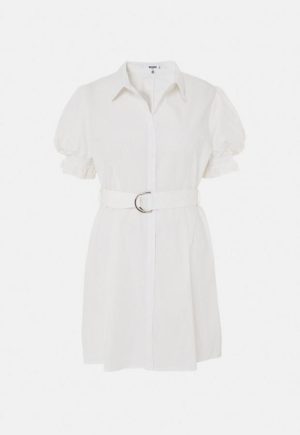 Plus Size White D Ring Belted Shirt Dress loving the sales