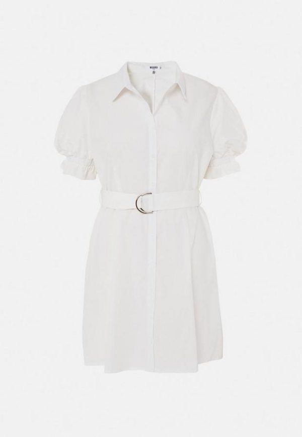 Plus Size White D Ring Belted Shirt Dress loving the sales
