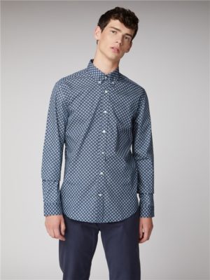 Retro Geometric Navy Blue Oxford Shirt | Ben Sherman | Est 1963 - Small loving the sales