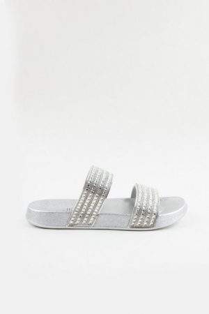 Silver Sparkle Slider Sandal