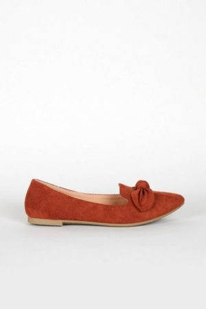 Tan Bow Detail Ballerina Shoe
