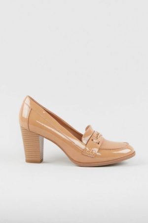 Tan Patent Heeled Loafer