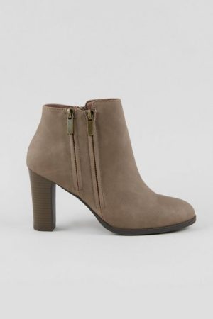 Taupe Heeled Ankle Boot