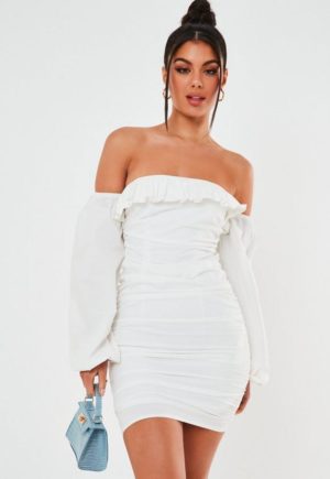 White Cotton Frill Bardot Mini Dress loving the sales