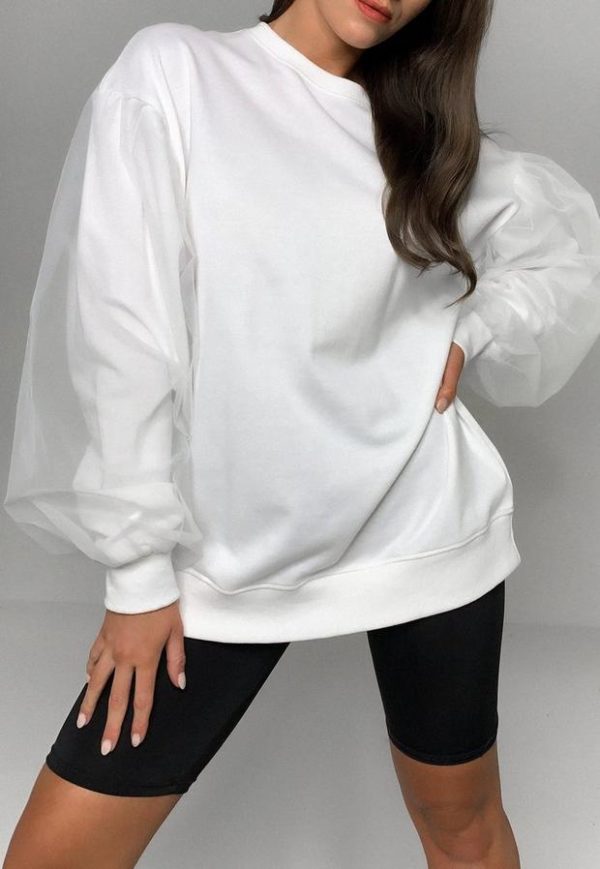 White Mesh Sleeve Sweatshirt loving the sales