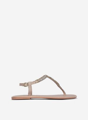Womens Beige Leather 'Jules' Sandals - White