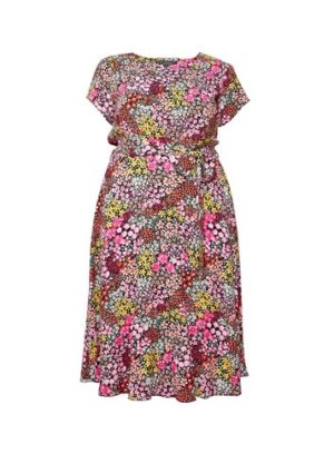 Womens Billie & Blossom Curve Pink Floral Print Midi Dress