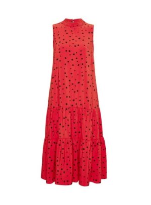 Womens Billie & Blossom Red Tiered Spot Print Midi Dress