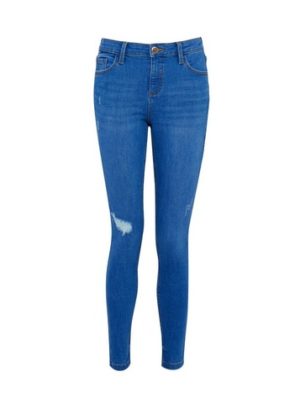 Womens Bright Blue Rip 'Darcy' Denim Jeans With Organic Cotton