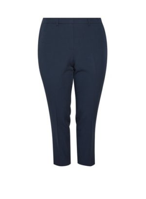 Womens Dp Curve Navy Elastane Ankle Grazer Trousers - Blue