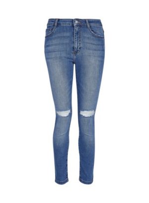 Womens Dp Petite Blue Light Wash 'Alex' Denim Jeans - Black