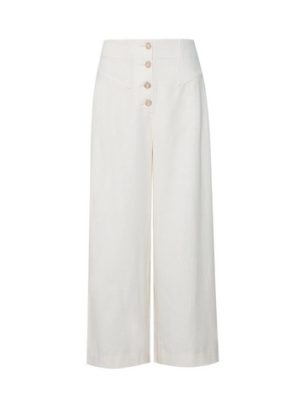Womens Dp Tall Cream Culotte Trousers With Linen
