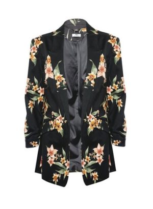 Womens Dp Tall Floral Print Jacket - Black