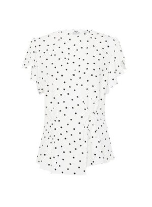 Womens Dp Tall Monochrome Spot Print Ruffle Wrap Blouse - White