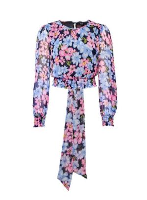 Womens Lola Skye Floral Print Tie Back Top - Multi Colour