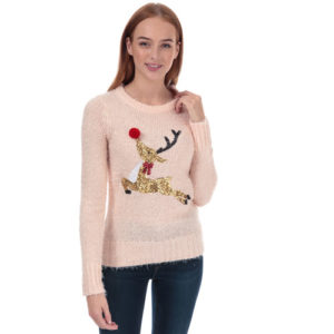 Womens Sequin Reindeer Christmas Jumper loving the sales