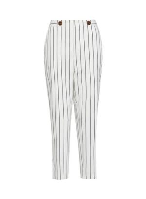 Womens White Pinstriped Ankle Grazer Trousers