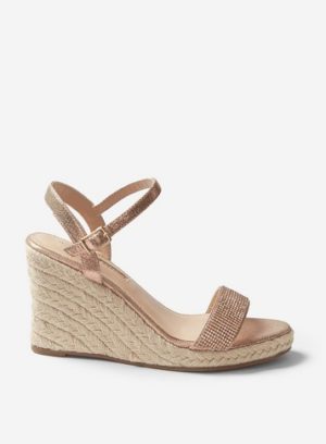 Womens Wide Fit Rose Gold 'Raa-Raa' Wedges