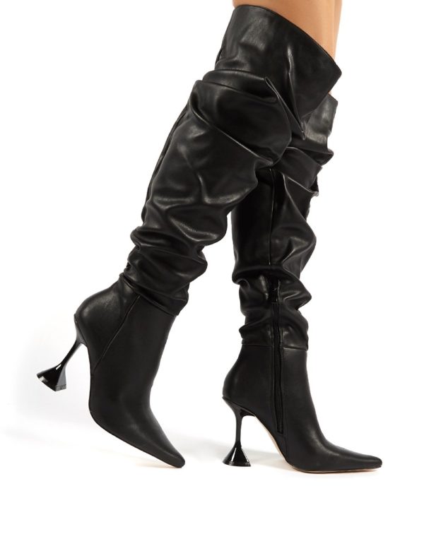 Adalee  Pu Statement Heeled Slouch Over The Knee Boots