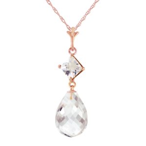 Briolette Cut White Topaz Pendant Necklace 5.5 Ctw In 9ct Rose Gold loving the sales