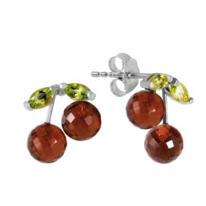 Garnet & Peridot Cherry Drop Stud Earrings In 9ct White Gold loving the sales