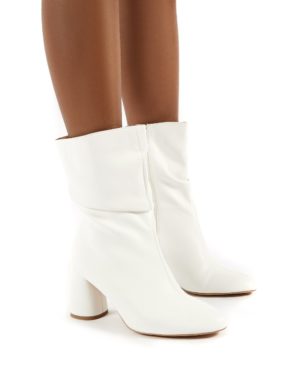 Marshmallow  Pu Wide Fit Heeled Ankle Boots