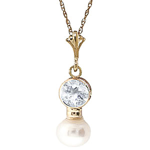 Pearl & Aquamarine Dazzle Pendant Necklace In 9ct Gold loving the sales